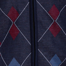 Load image into Gallery viewer, Shelikes Mens Diamond Pattern Fur Line Zip Up Cardigan - Navy