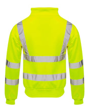 Load image into Gallery viewer, Mens Long Sleeve Quarter Zip Hi Vis Fleece Sweatshirt - Yellow Plain