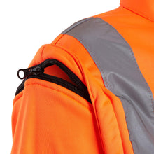 Load image into Gallery viewer, Hi Vis Viz Fleece Zipped Light Weight Two Tone Jacket - Orange/Navy (Detachable Sleeves)