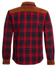 Load image into Gallery viewer, Mens Sherpa Fur Thermal Check Shirt Cord Padded Lumberjacket - Red