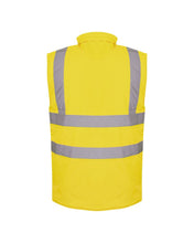 Load image into Gallery viewer, Hi Vis Viz Body Warmer Reversible Gilet Sleeveless Waistcoat - Yellow