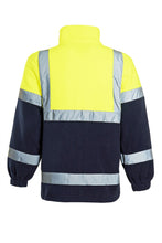 Load image into Gallery viewer, Mens Hi Vis Fleece Full Zip Warm 2 Side Reflective Jacket - Yellow/Navy