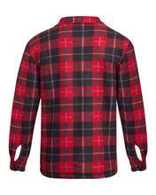 Load image into Gallery viewer, Unisex Fleece Fur Lined Hood Check Quilted Shirt - Red/Black (Collar)