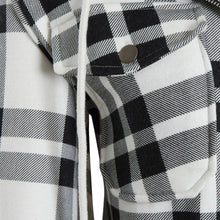 Load image into Gallery viewer, Womens Check Fleece Zip Up Hooded Shacket - Black/White