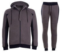 Load image into Gallery viewer, Mens Casual Contrast Slim Fit Exercise Gym Jogging Tracksuite - Charcoal