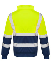 Load image into Gallery viewer, Mens Long Sleeve Quarter Zip Hi Vis Fleece Sweatshirt - Yellow 2 Tone