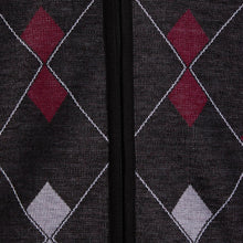 Load image into Gallery viewer, Shelikes Mens Diamond Pattern Fur Line Zip Up Cardigan - Black