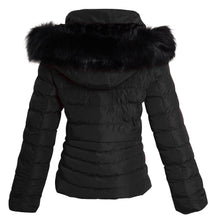 Load image into Gallery viewer, Shelikes Womens Faux Fur Hooded Zip Up Jacket - Black