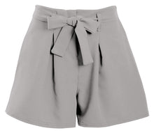 Load image into Gallery viewer, Ladies Mini Zip Pleated Casual Summer Shorts - Light Grey