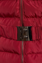 Load image into Gallery viewer, Shelikes Ladies Hooded Stitch Detail Zip Up Long Coat Jacket - Wine