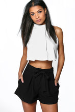Load image into Gallery viewer, Ladies Mini Zip Pleated Casual Summer Shorts - Black