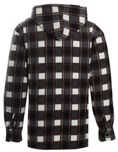 Load image into Gallery viewer, Unisex Fleece Fur Lined Hood Check Quilted Jacket - Brown (Hooded)