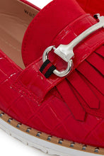 Load image into Gallery viewer, Ladies Flat Casual Tassle Loafers Buckle Pumps Shoes - Red