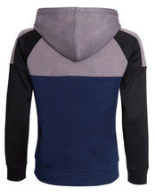 Load image into Gallery viewer, Unisex Block Contrast Panel Full Zip Hoodie Tracksuit - Navy/Grey/Black