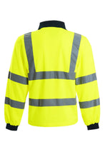 Load image into Gallery viewer, Mens Hi Vis Viz Long Sleeve Polo Contrast Workwear Tee Tshirt - Yellow(85)