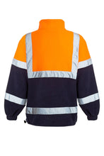 Load image into Gallery viewer, Mens Hi Vis Fleece Full Zip Warm 2 Side Reflective Jacket - Orange/Navy