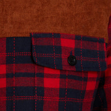 Load image into Gallery viewer, Mens Sherpa Fur Thermal Check Shirt Cord Padded Lumberjacket - Red