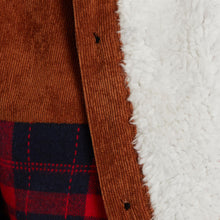 Load image into Gallery viewer, Mens Sherpa Fur Thermal Check Shirt Cord Padded Lumberjacket - Red