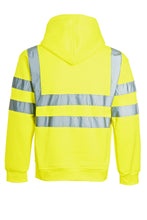 Load image into Gallery viewer, Mens Zip Up Fleece Hooded Hi Viz Visibility Sweatshirt - Yellow