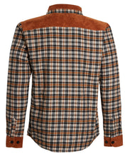 Load image into Gallery viewer, Mens Sherpa Fur Thermal Check Shirt Cord Padded Lumberjacket - Sand