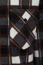 Load image into Gallery viewer, Unisex Fleece Fur Lined Hood Check Quilted Jacket - Brown (Hooded)
