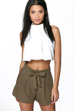 Load image into Gallery viewer, Ladies Mini Zip Pleated Casual Summer Shorts - Khaki