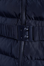 Load image into Gallery viewer, Shelikes Ladies Hooded Stitch Detail Zip Up Long Coat Jacket - Navy