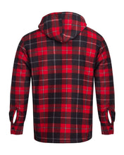 Load image into Gallery viewer, Unisex Fleece Fur Lined Hood Check Quilted Jacket - Red/Black (Hooded)