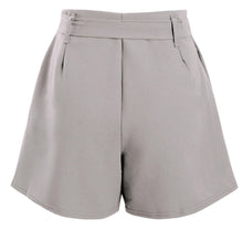 Load image into Gallery viewer, Ladies Mini Zip Pleated Casual Summer Shorts - Light Grey