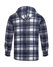 Load image into Gallery viewer, Unisex Fleece Fur Lined Hood Check Quilted Jacket - Navy/Blue (Hooded)