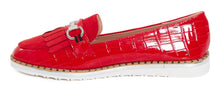 Load image into Gallery viewer, Ladies Flat Casual Tassle Loafers Buckle Pumps Shoes - Red