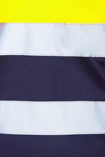 Load image into Gallery viewer, Mens Hi Vis Viz Long Sleeve Polo Contrast Workwear Tee Tshirt - Yellow/Navy