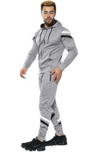 Load image into Gallery viewer, Mens Full Zip Hooded Skinny Fit Lightweight Tracksuit Set - Grey (AV20-K)