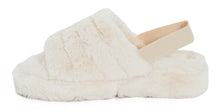 Load image into Gallery viewer, Womens Fluffy Faux Fur Peep Toe Slipper - Beige