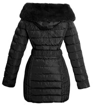 Load image into Gallery viewer, Shelikes Ladies Hooded Stitch Detail Zip Up Long Coat Jacket - Black