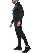 Load image into Gallery viewer, Mens Full Zip Hooded Skinny Fit Lightweight Tracksuit Set - Black (AV20-015)