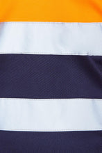 Load image into Gallery viewer, Mens Hi Vis Viz Long Sleeve Polo Contrast Workwear Tee Tshirt - Orange/Navy