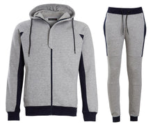 Load image into Gallery viewer, Mens Casual Contrast Slim Fit Exercise Gym Jogging Tracksuite - Grey
