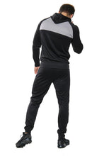 Load image into Gallery viewer, Mens Full Zip Hooded Skinny Fit Lightweight Tracksuit Set - Black/Grey (AV20-U)