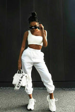 Load image into Gallery viewer, Womens Cuffed Lounge Wear Sweatpants - White