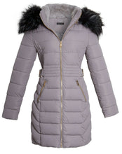 Load image into Gallery viewer, Shelikes Womens Faux Fur Parka Coat Quilted Jacket - Grey