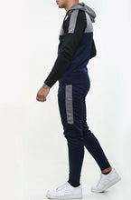 Load image into Gallery viewer, Mens Tracksuit Zip Up Hoodie Slim Fit Pants Set - Navy/Grey/Black