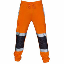 Load image into Gallery viewer, Mens Hi Vis Viz 2 Tone Jogging Bottoms Combat Trousers - Orange/Navy