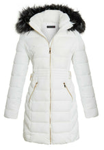 Load image into Gallery viewer, Shelikes Womens Faux Fur Parka Coat Quilted Jacket - Off White