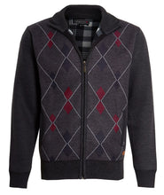 Load image into Gallery viewer, Shelikes Mens Diamond Pattern Fur Line Zip Up Cardigan - Charcoal