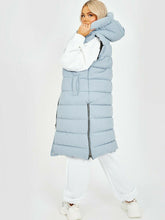 Load image into Gallery viewer, Womens Hooded Quilted Zip Up Gilet Waistcoat - Grey