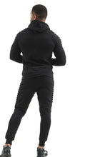 Load image into Gallery viewer, Mens Slim Fit Exercise Gym Jogging Casual Zip Up Tracksuit - Black