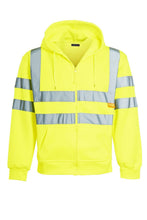 Load image into Gallery viewer, Mens Zip Up Fleece Hooded Hi Viz Visibility Sweatshirt - Yellow