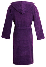 Load image into Gallery viewer, Unisex Luxury Egyptian Cotton Terry Towelling Gown - Purple ( Hooded Bath Robe )