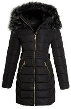 Load image into Gallery viewer, Shelikes Womens Faux Fur Parka Coat Quilted Jacket - Black